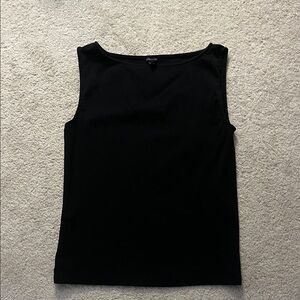 Ann Taylor Elegant Black Tank Top boat neck style